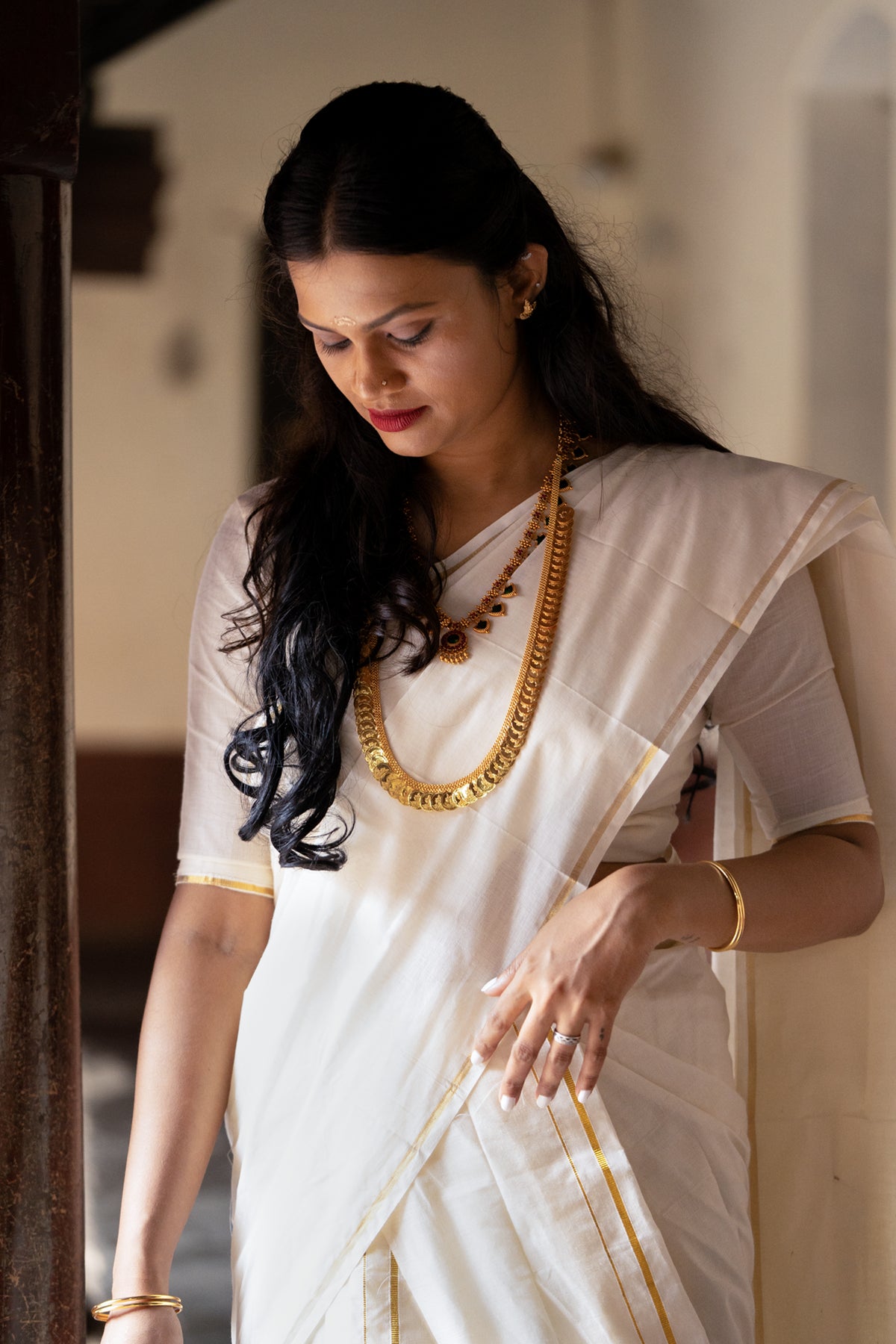 Kunjatholl - Premium Pure Cotton Settmundu with Matching Blouse- 2.80 Meter