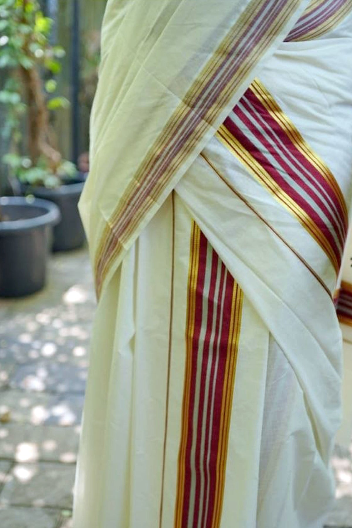 Gayathri- Pure Cotton Kasavu Settu Mundu with Designer Blouse Material