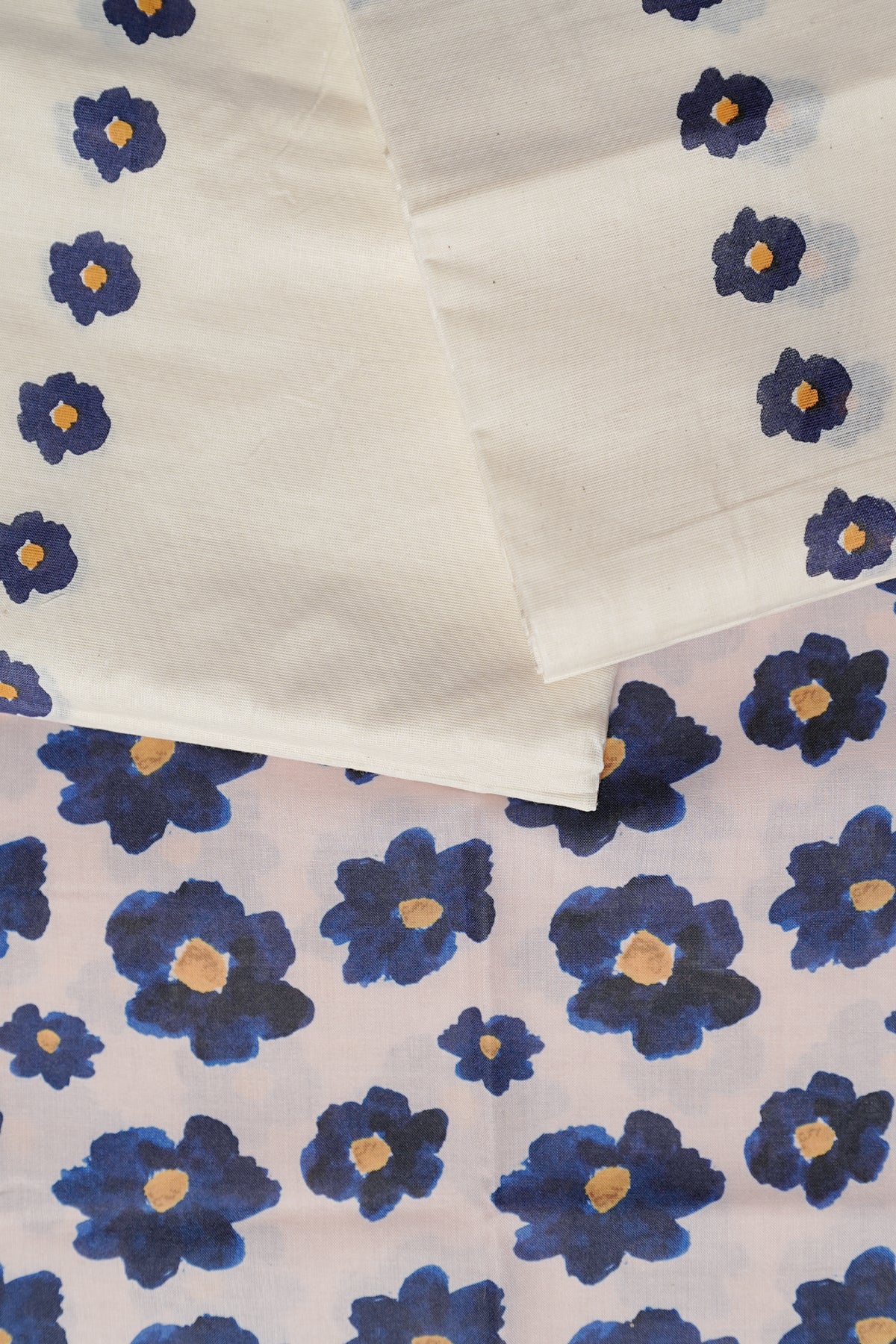 Veelipoo Printed Blouse Material — Blue Floral on Dual Base Shades