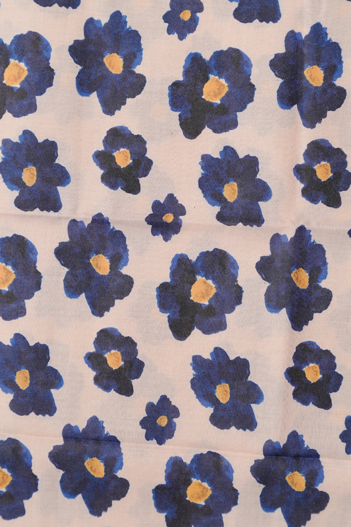 Veelipoo Printed Blouse Material — Blue Floral on Dual Base Shades
