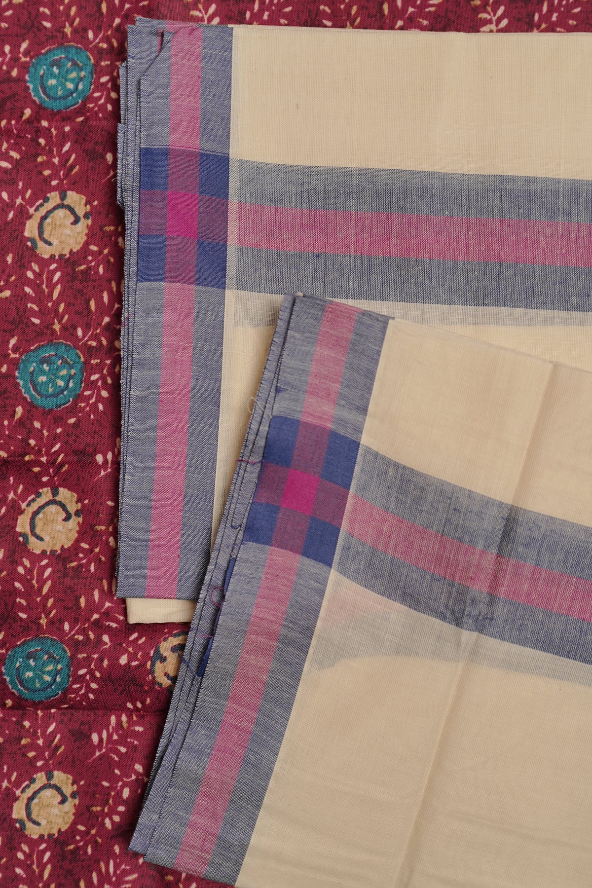 Arundhathi- Pure Cotton Kerala SettMundu with Printed Blouse Material