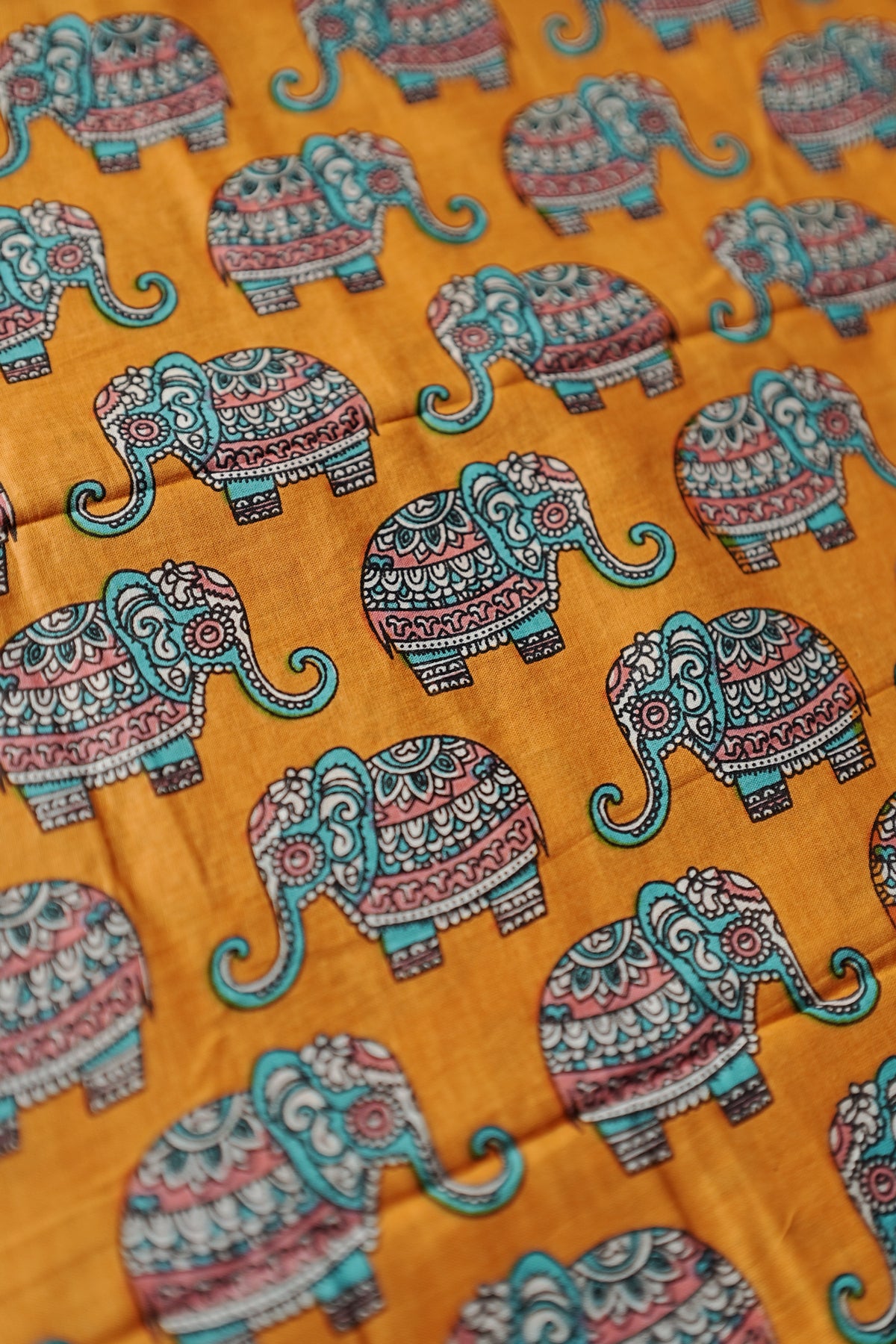 Gajamanthra - Yellow & Blue Kattikkara Settu Mundu with Elephant Printed Blouse Material