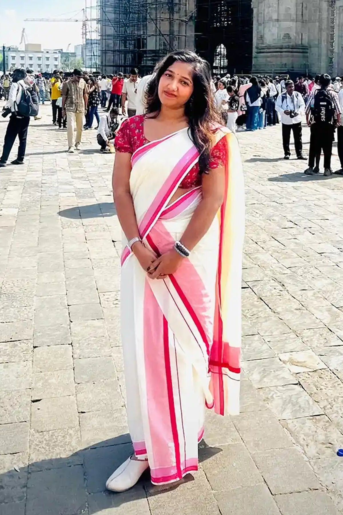 Gajarekha - Kattikkara Settu Mundu with Elephant Printed Blouse Material