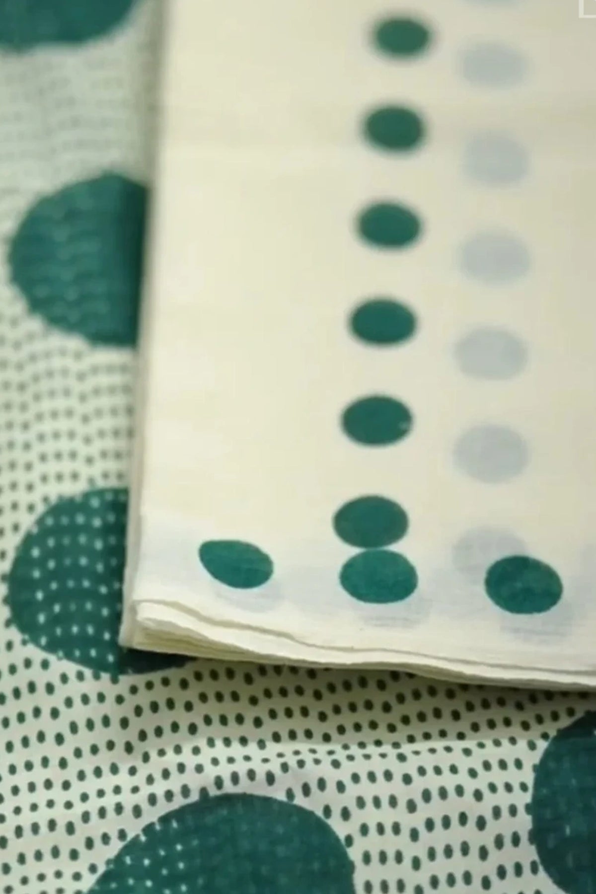 Green Pott - Green Dots Screen Printed Settumund with Matching Blouse Material