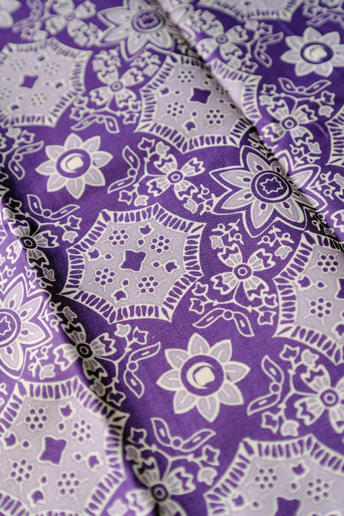 Nadira - Lavender Puliyilakkara Settumund with Ajrak Digital Printed Blouse Material