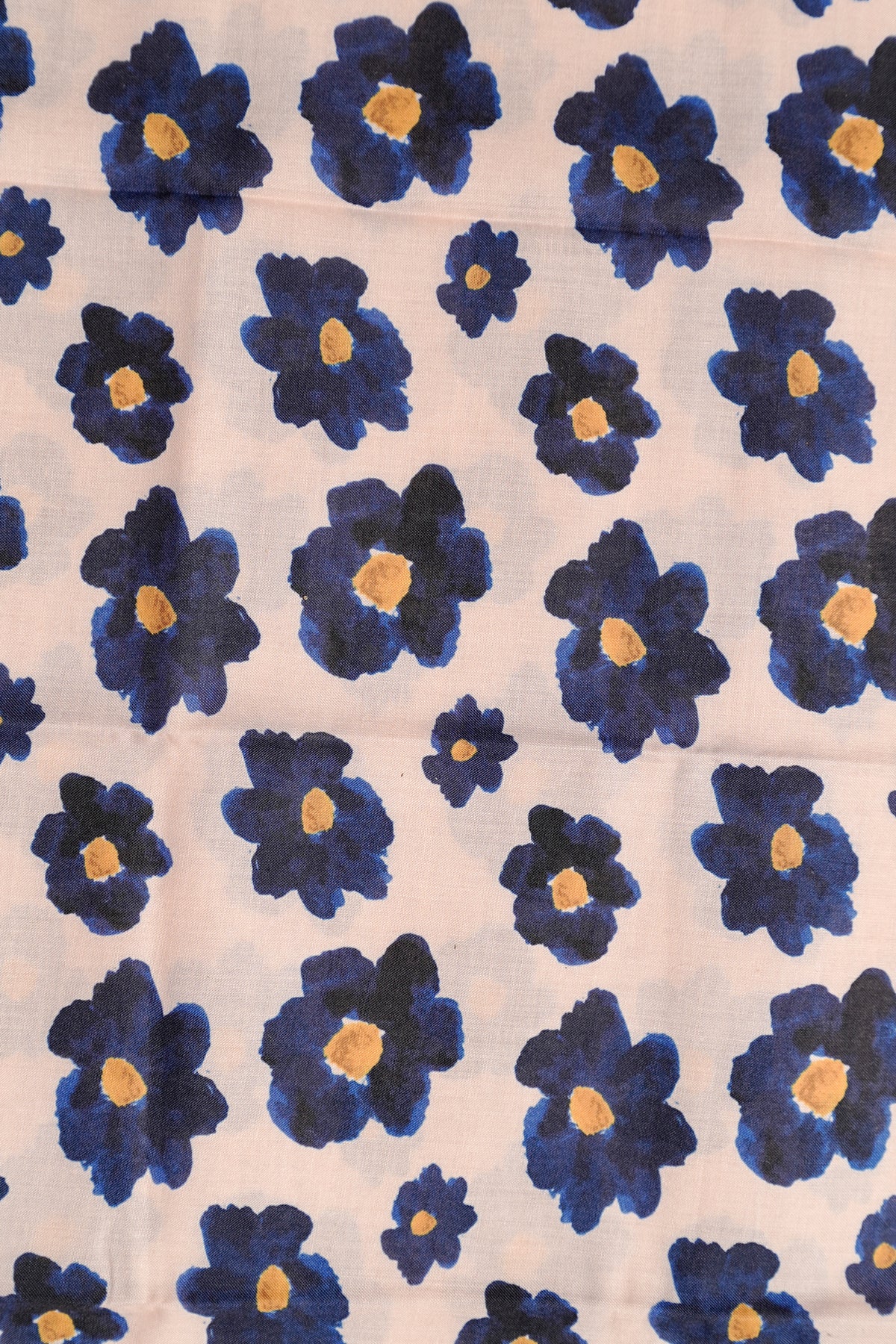 Velippoo - Violet and Yellow Flower Printed Settumund with Matching Blouse Material