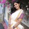 Aadhirekha - Orange Warli Printed Settumund with Printed Blouse Material