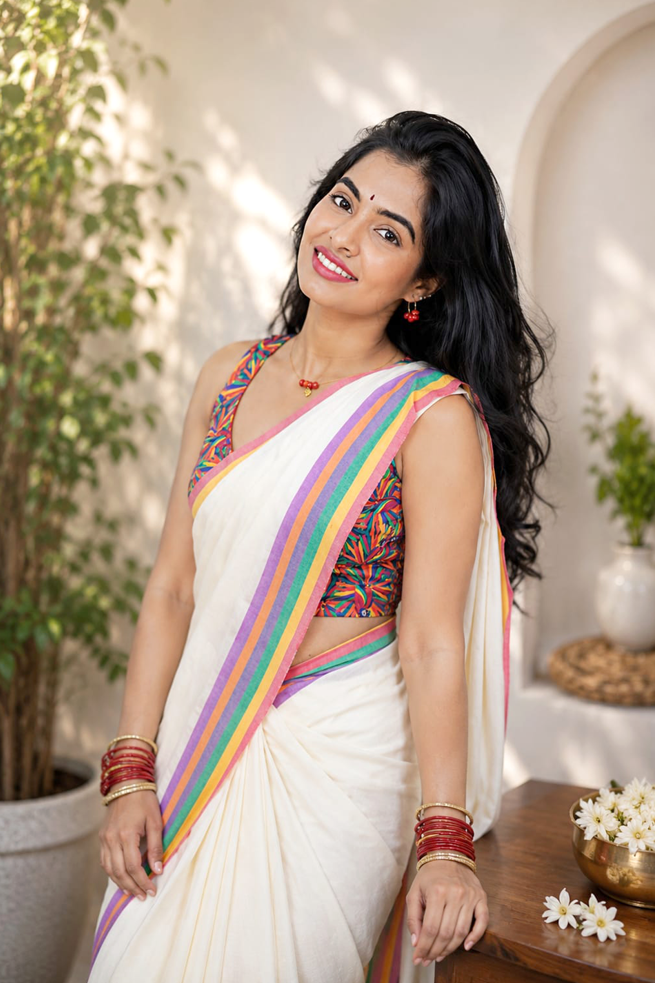Painkili -Premium Mulloth cotton saree with soft, breathable texture