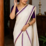 Sahasra-A Divine Pure Cotton Printed Kerala Traditional Sett Mundu Set with Matching Blouse Material