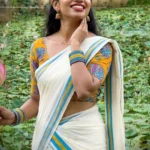Gajamanthra - Yellow & Blue Kattikkara Settu Mundu with Elephant Printed Blouse Material