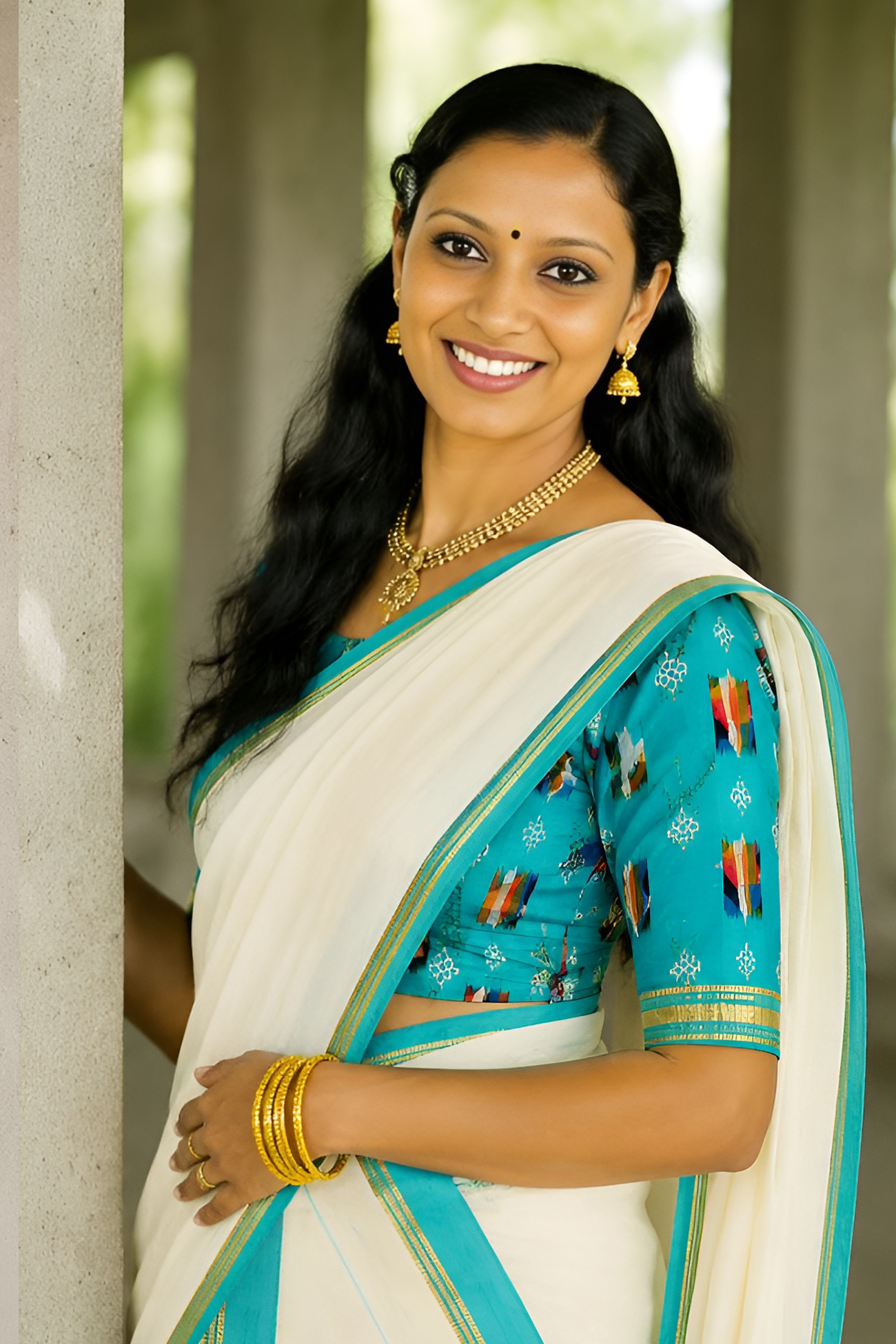 Karthika – A Complete Pure Cotton Printed Sett Mundu with Blouse