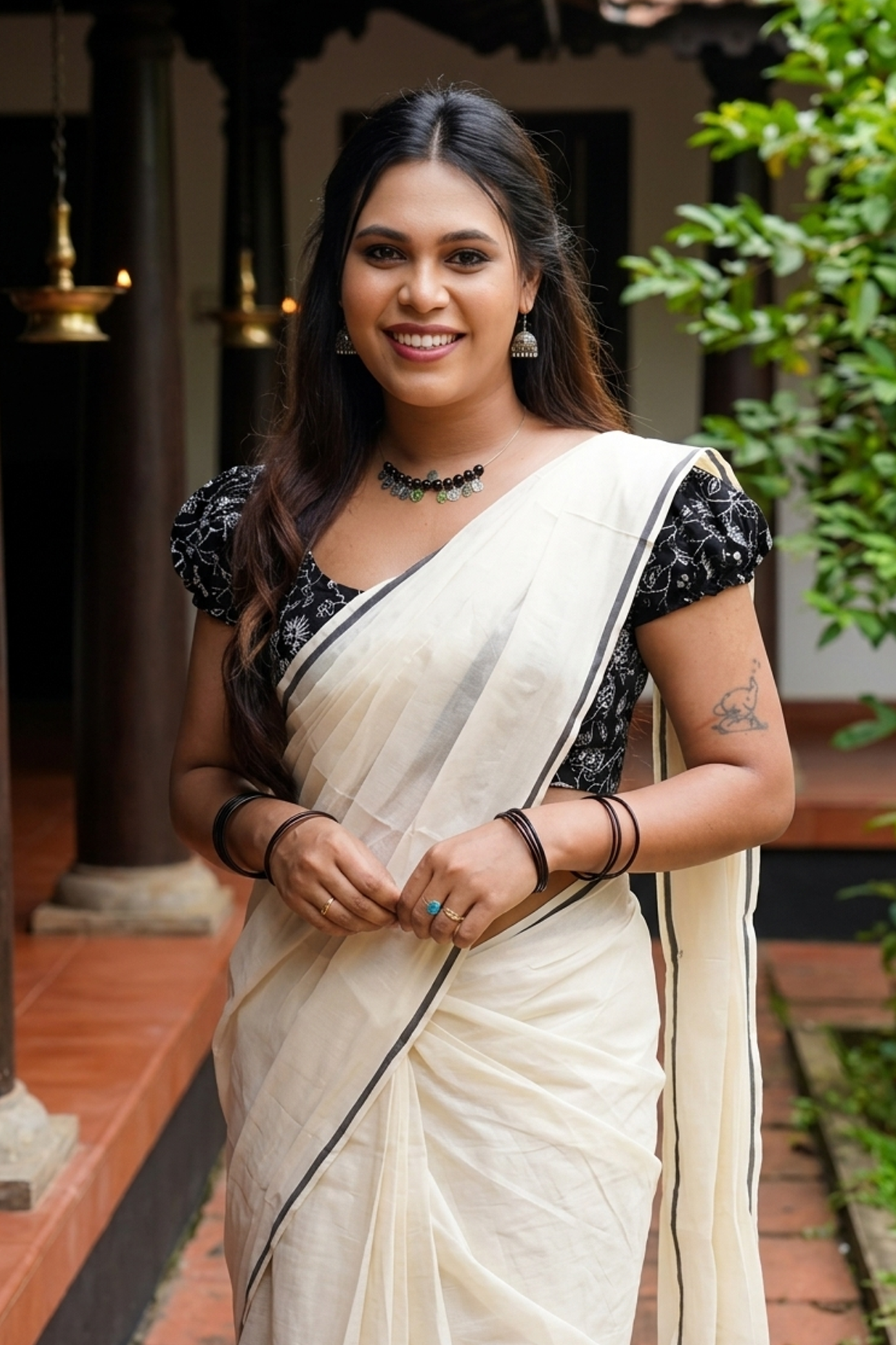 Black Puliyilakkara Saree