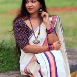 Parvana -Red & Blue Kattikkara Settu Mundu with Printed Blouse Material