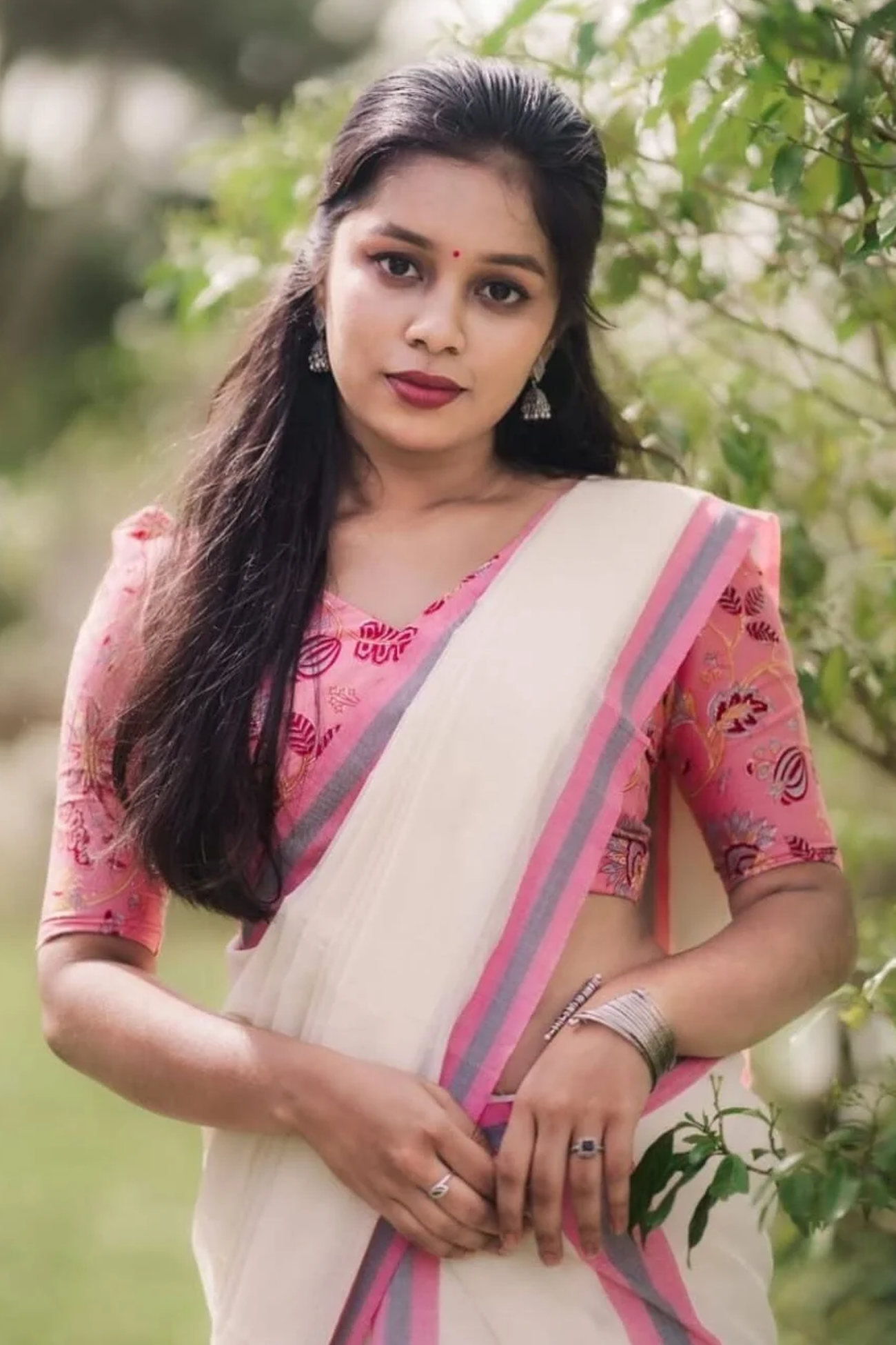 Roopini-Premium Pure Cotton Printed Set Mundu with Blouse Piece
