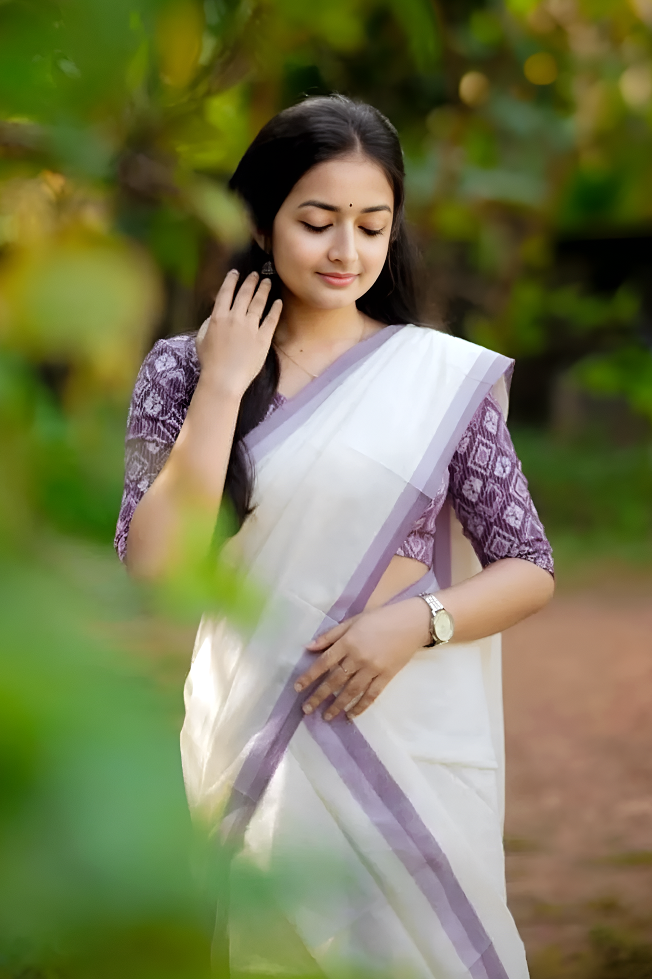 Sree - Traditional sett mundu with matiching Blouse Material
