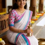 Elephant Nandhini - premium sett mundu with printed blouse materia