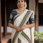Mythry - Pure Cotton Kasavu Settu Mundu with Designer Blouse Material