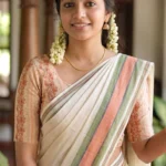 Niranjana- Kearala Traditional pure cotton sett mundu with printed blouse material