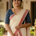 Theertha-Printed Sett Mundu with Blouse Material - Embrace Tradition and Comfort