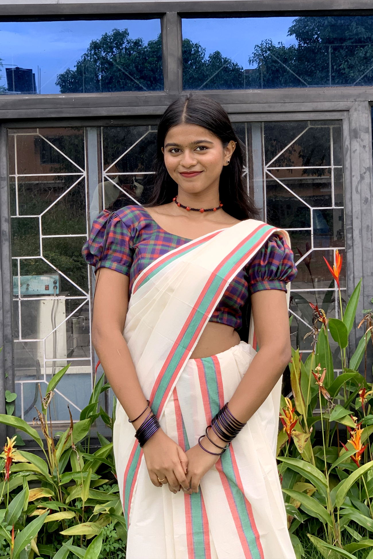 Sakhi - Pure Cotton  Sett Mundu with Matching Blouse