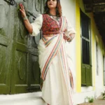 Painkili-Traditional mulloth settmund with printed  blouse material