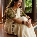Gajashobha -green Pure Cotton Printed Sett Mundu with Matching Blouse