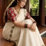 Gajasobha -Red Pure Cotton Printed Sett Mundu with Matching Blouse