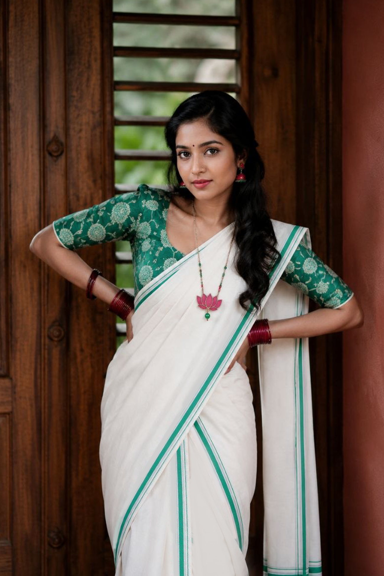 mazha– Premium Lavender Puliyilakkara Set Mundu