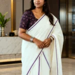 Vasudha - premium quality settmund with printed blouse material