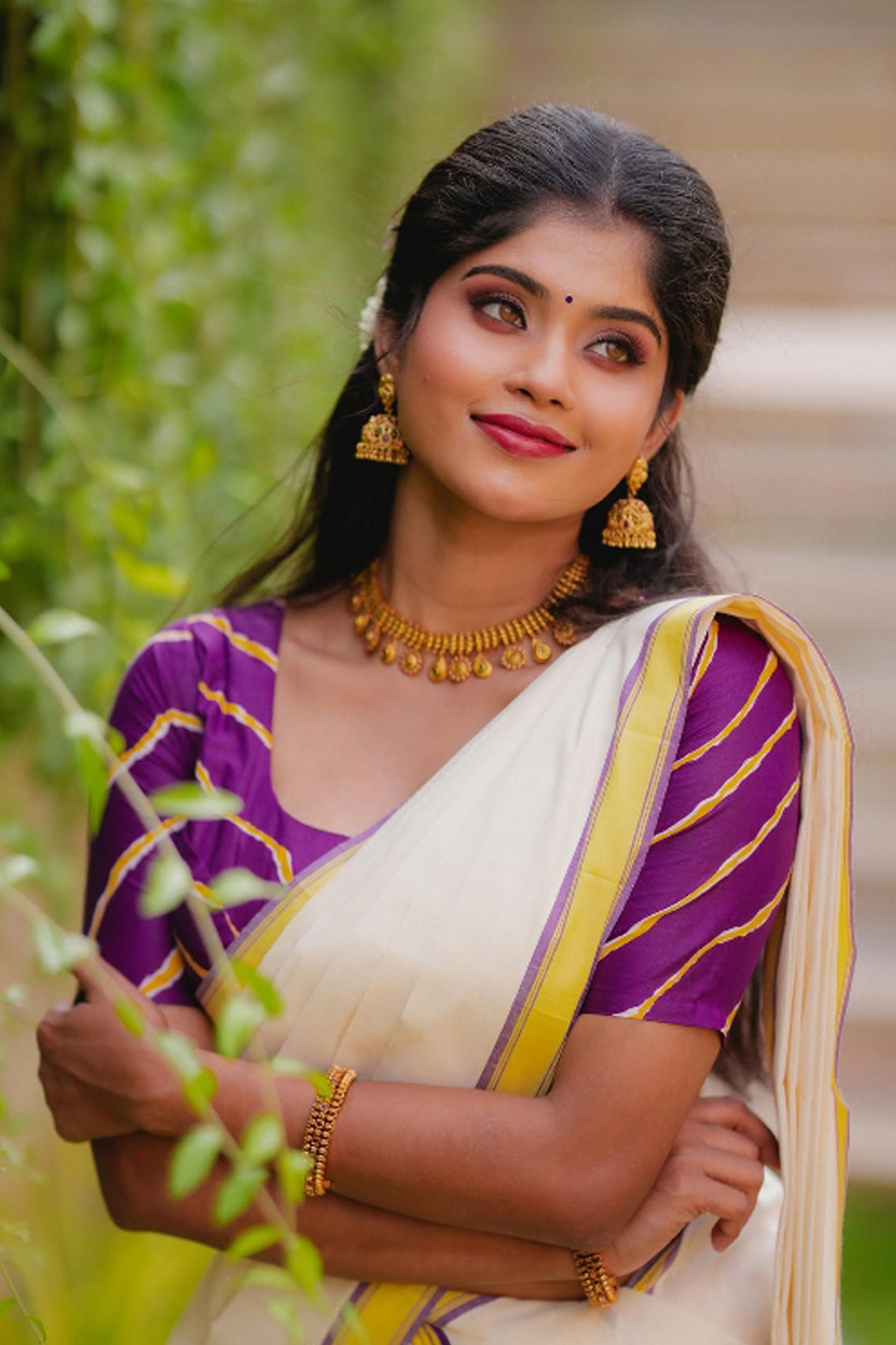 Sathyabhama – Premium Pure Cotton Printed Kerala Sett Mundu