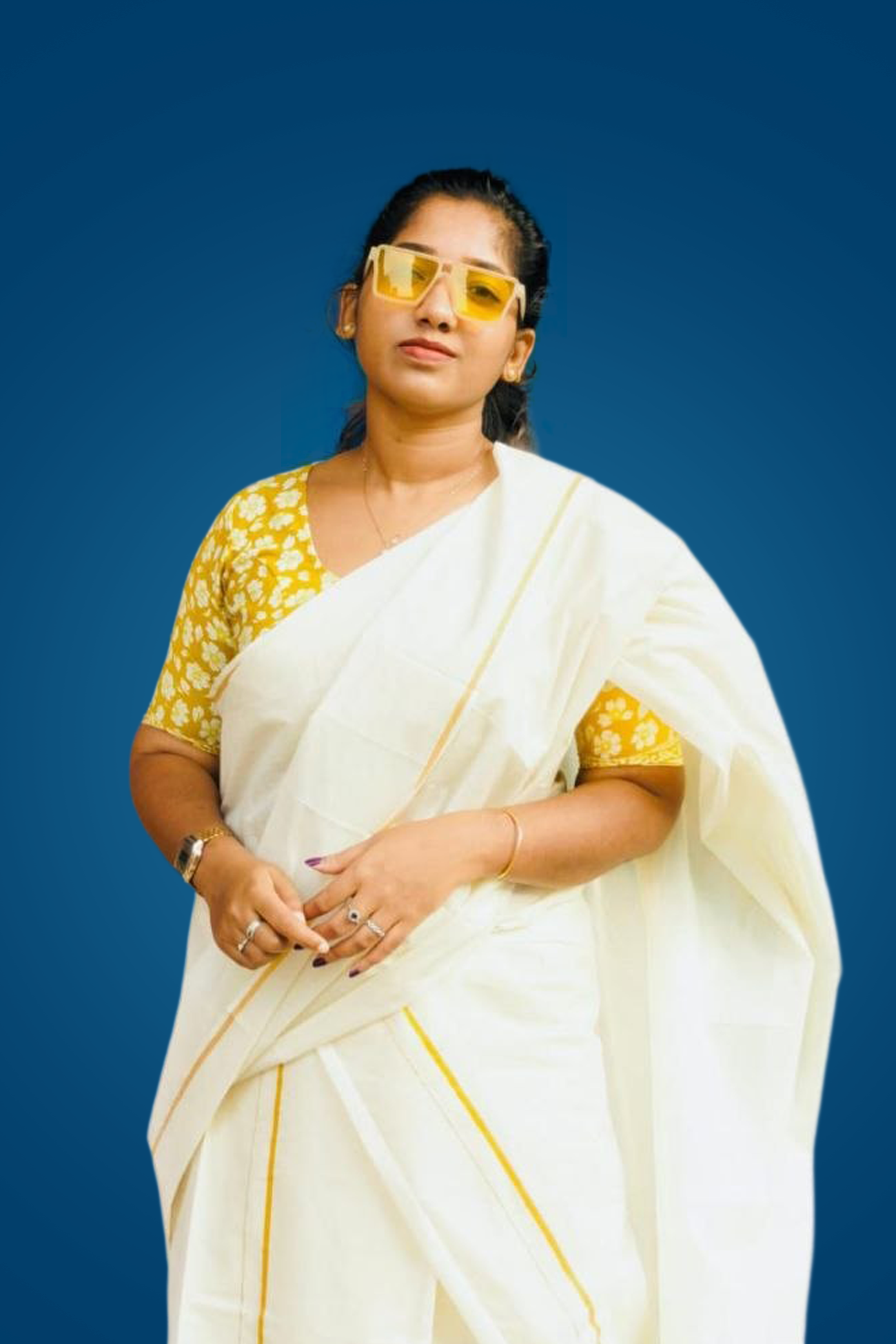 Seetha- Kerala traditionnal settmundu with blouse material