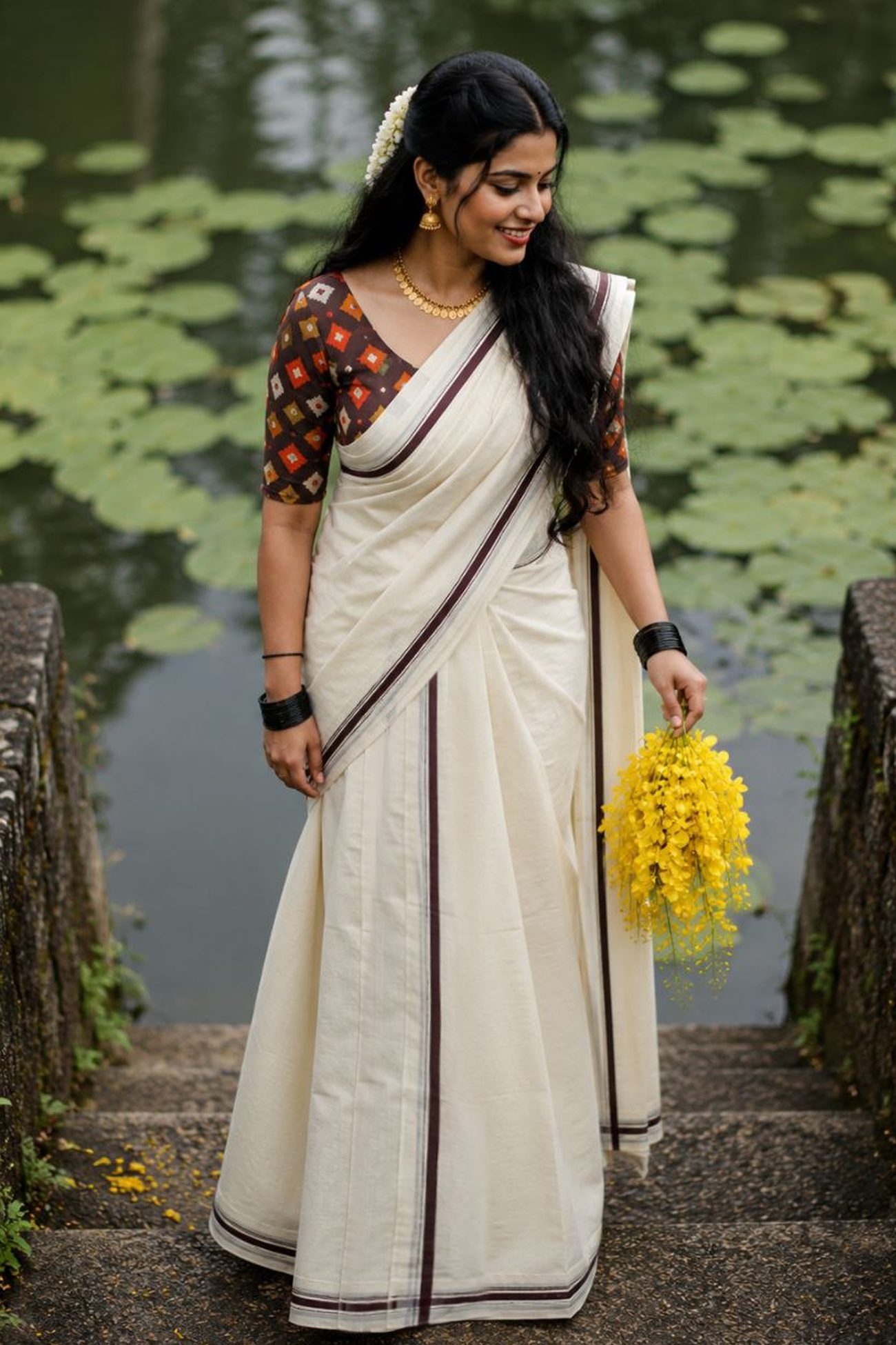 Vaishakhi-Pure Cotton sett mundu with blouse materia