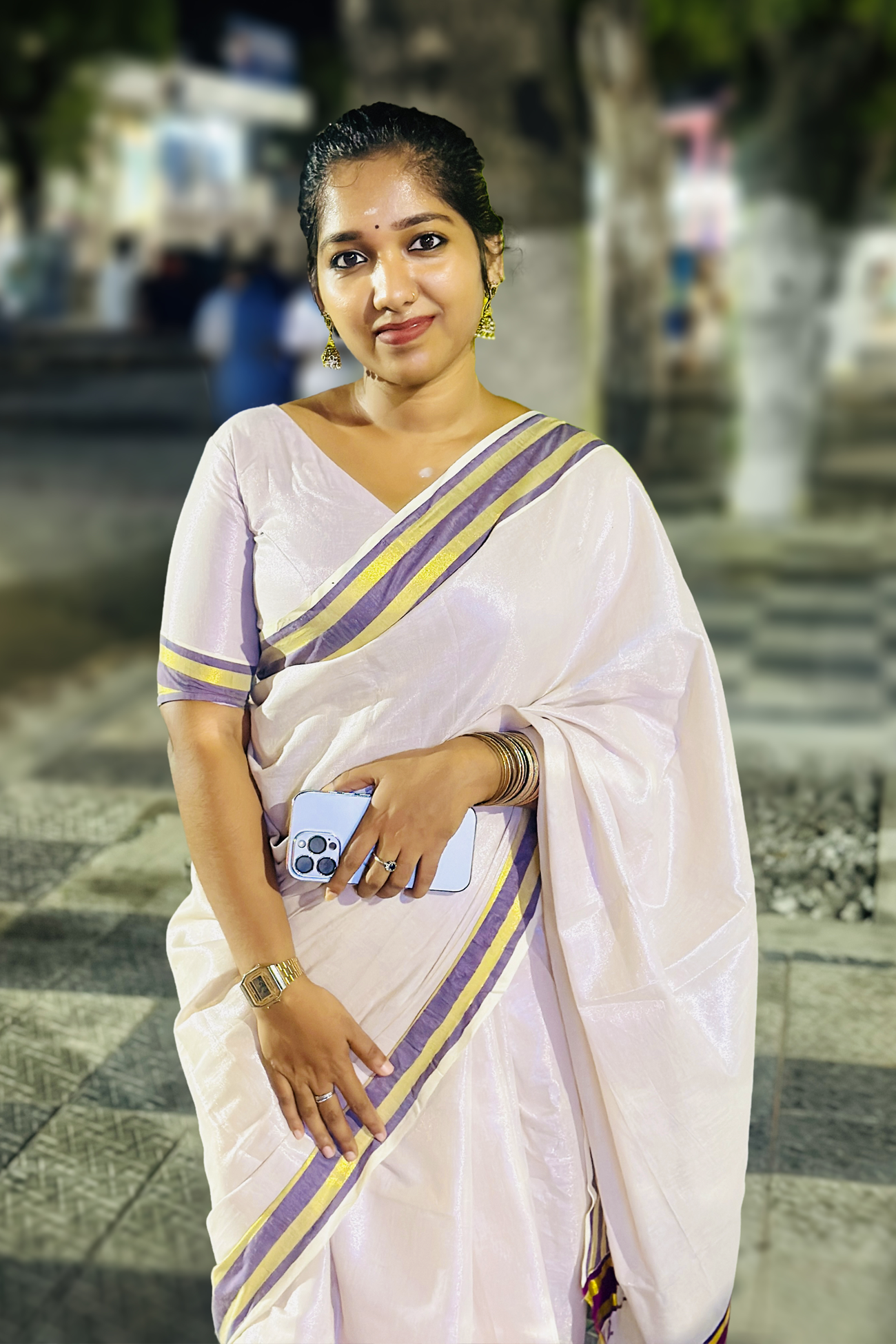 Ameya - Kasavu Settumundu with Matching Blouse Material