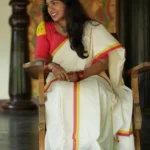 Surya Praba - Red & Yellow Settumundu with Matching Blouse Material