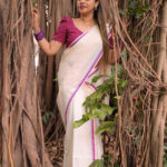 Ahalya -Temple Printed Settmundu with Printed Blouse Material