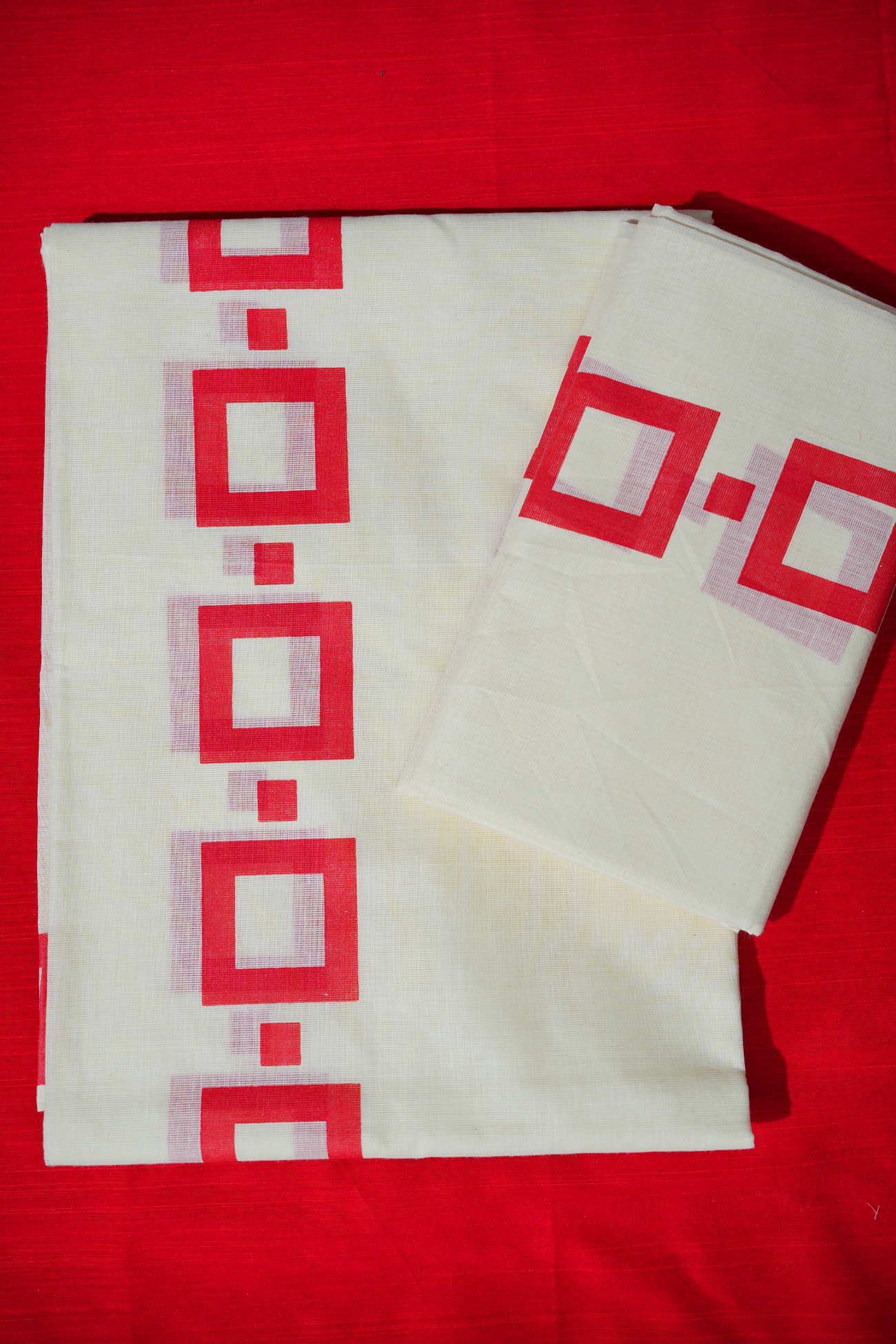 Anuragini Printed Blouse Material with Red Square Design