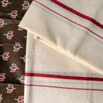 Thamara -Traditional Settumundu with Printed Brown Blouse Material