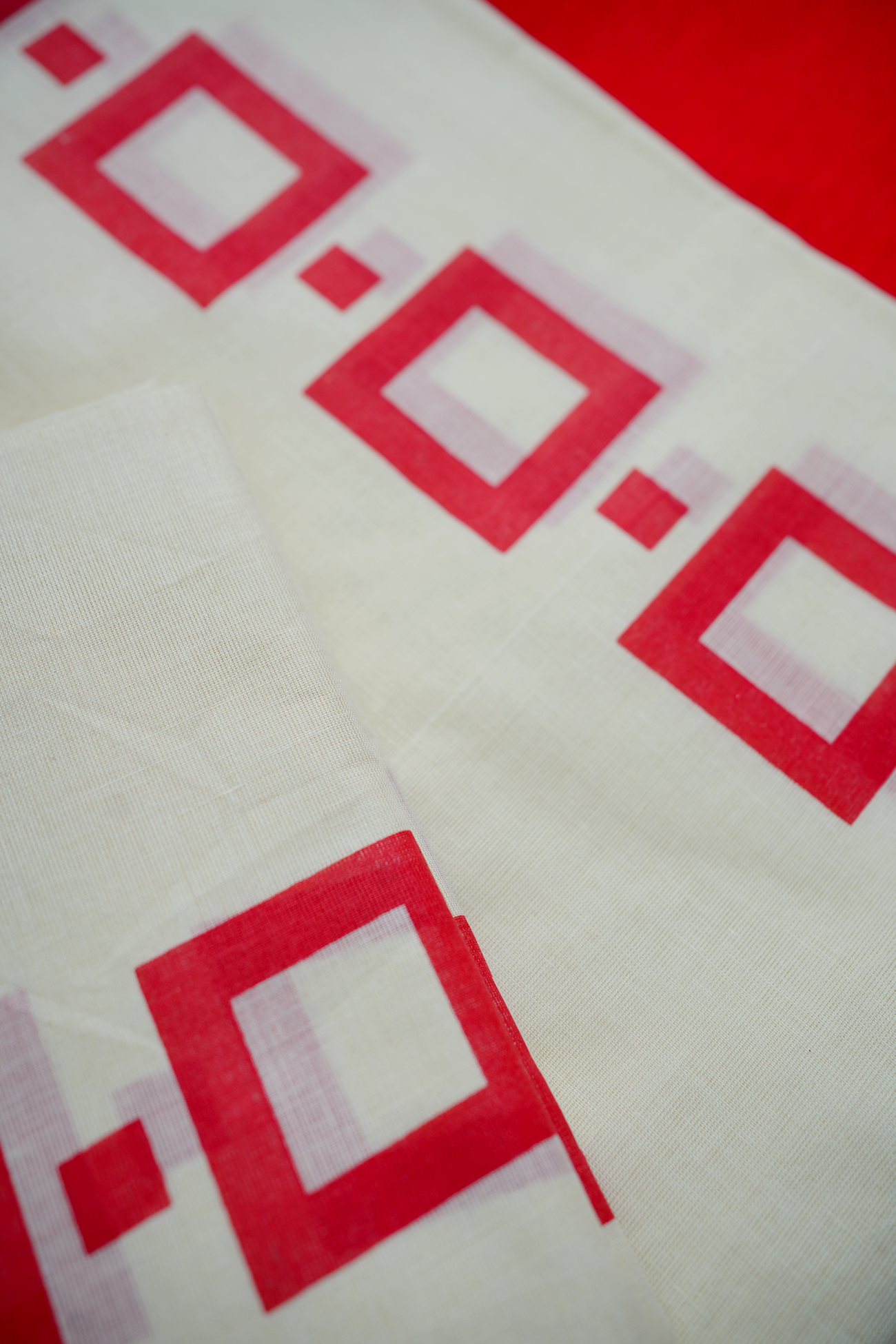 Anuragini Printed Blouse Material with Red Square Design - Image 3
